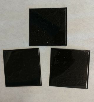 24 Vintage Glittertone Jet Black Nib Plastic Tile 4 1/4 " Wall Bathroom Kitchen