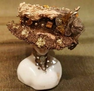Artisan Miniature Dollhouse Susan Harmon Victorian Ladies Hat Necklace Bust Rare