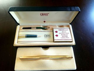 Vintage Cross Century 18kt Gold Filled Fountain Pen 14kt Nib (m) & Box