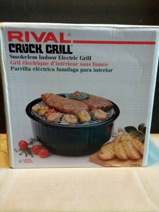 Vintage Rival Crock Grill 5750 Black Smokeless Indoor Electric Grill
