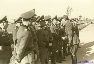 Lg.  Port.  Photo: Rare Axis Italian General Greeting German Polizei Officers