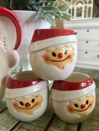 Vintage Holt Howard Christmas Cloud Santa 1967 Pitcher 6 Cups Vintage Santa Mug 8