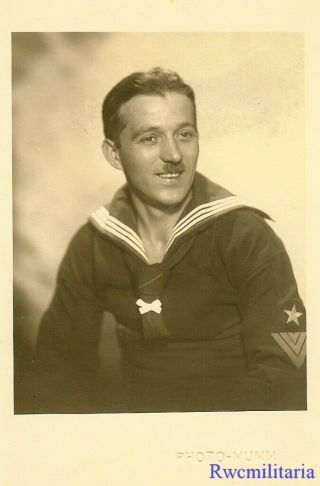 Lg.  Port.  Photo: Jovial Studio Pic Smiling Kriegsmarine Obergefreiter Sailor