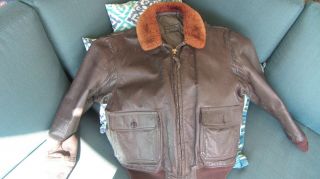 Vintage Usn Us Navy Leather Flight Jacket Type G - 1 Size 42