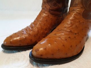 Vintage Tony Lama Full Quill Fq Ostrich Western Cowboy Boots 12d