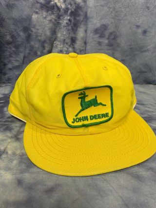 Vintage John Deere Hat Made In Usa Cap Yellow Louisville Ky Farm Patch