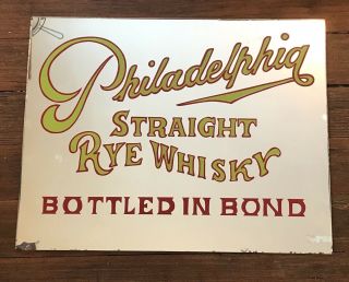 Rare Philadelphia Rye Whiskey Whisky Liquor Bar Mirror Antique Vintage Bib
