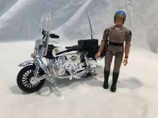 Vintage Chips Motorcycle With Ponch Figure W/ Helmet 3 3/4 " 1980 Mego Mgm Inc