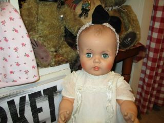 Vintage Baby Doll Vinyl Plastic Molded Hair 24