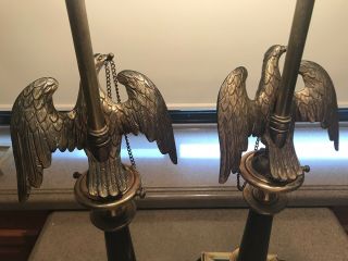 Vintage Stiffel Federal Style Brass American Eagle Table Set Lamps 1970 ' s 4