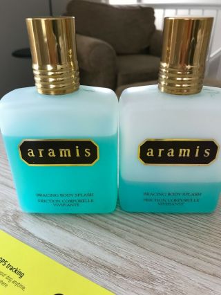 Vintage Aramis By Aramis Bracing Body Splash 2 Bottles Plastic