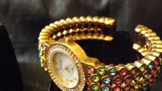 Joan Rivers Rainbow Crystal Ladies Bangle Watch Rare
