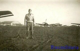 Best Luftwaffe Airman Posed On Airfield By Ju - 87 Stuka Dive Bombers
