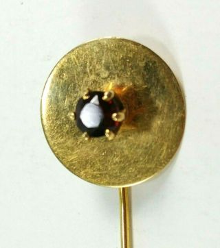 14K Yellow Gold Vintage Stick Pin with Amethyst Stone 3.  5 Inches 3 Grams Total 2