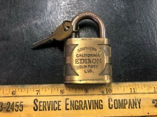 Vintage Yale Southern California Edison Brass Lock & Key