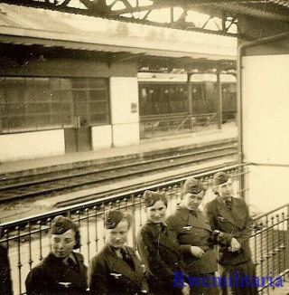 Rare: Wehrmacht Helferin Blitzmädel Girls On Platform At Train Station