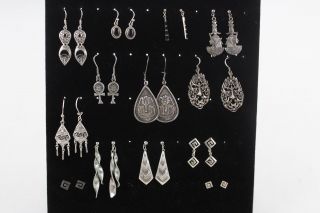 13 X Vintage.  925 Sterling Silver Earrings Inc Egyptian Revival,  Modern (55g)