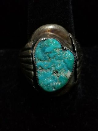 Vintage Old Pawn Navajo Blue Turquoise Large Men 