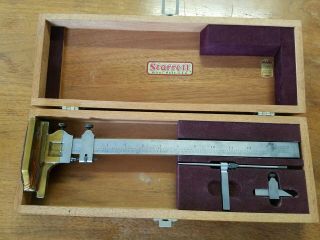L S Starrett 454 Height Gage 12 " With Case Vintage Machinist Tools Nos