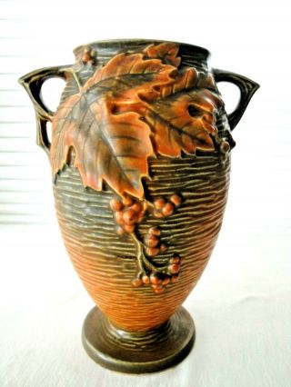 Antique Vintage Roseville Pottery Bushberry Brown/woodland Orange Vase 32 - 9