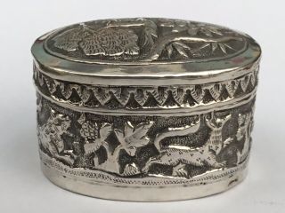 Antique/ Vintage Silver Snuff Or Pill Box,  Probably Indian/burmese