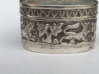 Antique/ Vintage Silver Snuff Or Pill Box,  Probably Indian/Burmese 2