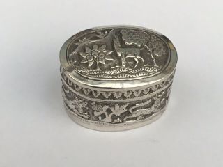 Antique/ Vintage Silver Snuff Or Pill Box,  Probably Indian/Burmese 4