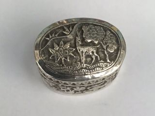 Antique/ Vintage Silver Snuff Or Pill Box,  Probably Indian/Burmese 5