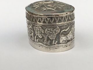Antique/ Vintage Silver Snuff Or Pill Box,  Probably Indian/Burmese 8