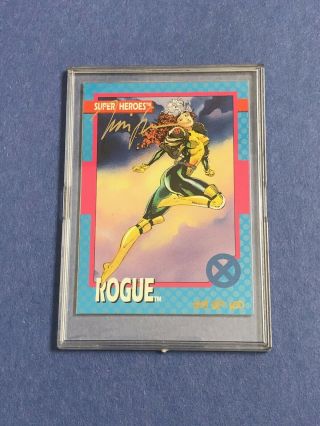 Vtg 1992 Marvel X - Men Series 1 Rogue Card Autographed Jim Lee Signed Impel