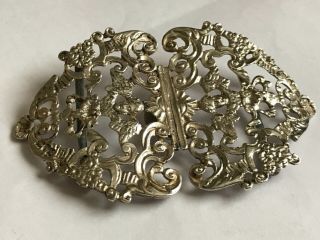 Antique Vintage Silver Ornate Nurses Belt Buckle.  4” X 2 1/2”.