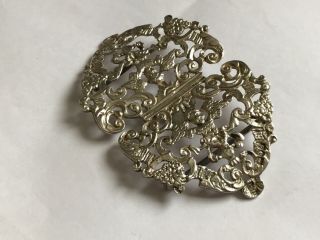 Antique Vintage silver ornate nurses belt buckle.  4” x 2 1/2”. 2