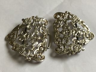 Antique Vintage silver ornate nurses belt buckle.  4” x 2 1/2”. 3