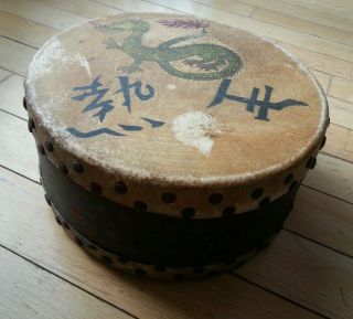Vintage 1920s Ludwig & Ludwig 12 " Chinese Tom - Painted Dragon - For Drum Set