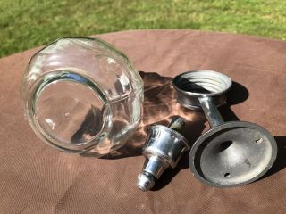VINTAGE GLASS SOAP POWER DISPENSER WITH GLASS GLOBE CHROMED PLUNGER 3