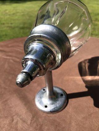 VINTAGE GLASS SOAP POWER DISPENSER WITH GLASS GLOBE CHROMED PLUNGER 7