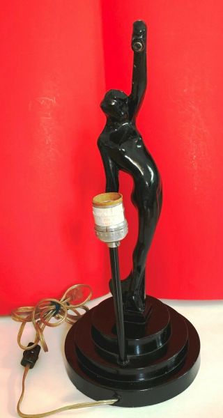 Vtg Art Deco Inspired Nude Silhouette Figural Lamp Underwriter Labs Sarsaparilla 2