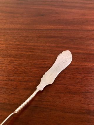 DUHME & CO.  COIN SILVER MASTER BUTTER SPREADER / KNIFE: PATTERN NO.  1,  1869 2