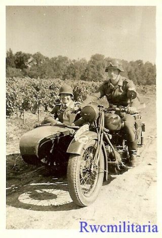 Awesome Luftwaffe Kradmelder & Officer W/ Motorcycle (wl - 116164) ; Russia 1942