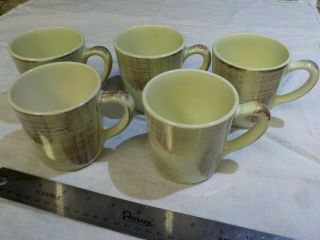Vernonware Vernon Raffia Barkwood Set Of 5 Coffee Mugs / Cups Retro Vintage