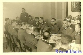 RARE: Wehrmacht General w/ KNIGHTS CROSS w/ HQ Staff at Table; 1944 (1) 2