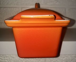 VINTAGE LE CREUSET CAST IRON ENAMEL FLAME ORANGE PATE TERRINE PAN LOAF PAN EUC 2