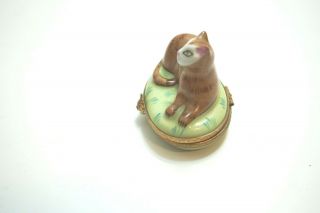 VINTAGE LIMOGES FRANCE / TIFFANY & CO KITTEN CAT TRINKET BOX HAND PAINTED CUTE 5