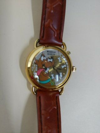 1998 Vintage Scooby Doo Armitron Musical Watch Leather Wristwatch Hanna Barbera