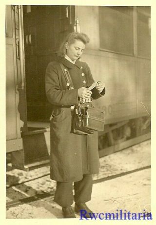 Rare: Female Uniformed Strassenbahn (streetcar) Rad Worker Girl (2)