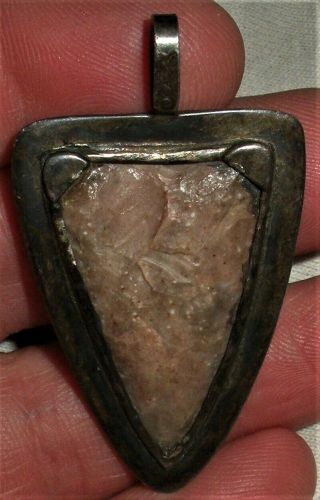 Antique C.  1920 Native American Indian Arrowhead In Sterling Silver Setting Vafo