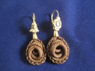 Victorian Mourning Earrings Made From Hair