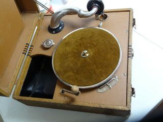 Vintage Phonograph Hand Crank Record Player R.  H Macy York