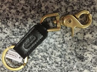 Nwt Coach Vintage Rare Leather Trigger Snap Key Fob Black 7212