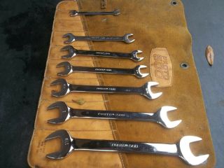 Vintage Proto Professional 3000h - 500 Open End Wrenchs Set 2451 W/leather Pouch